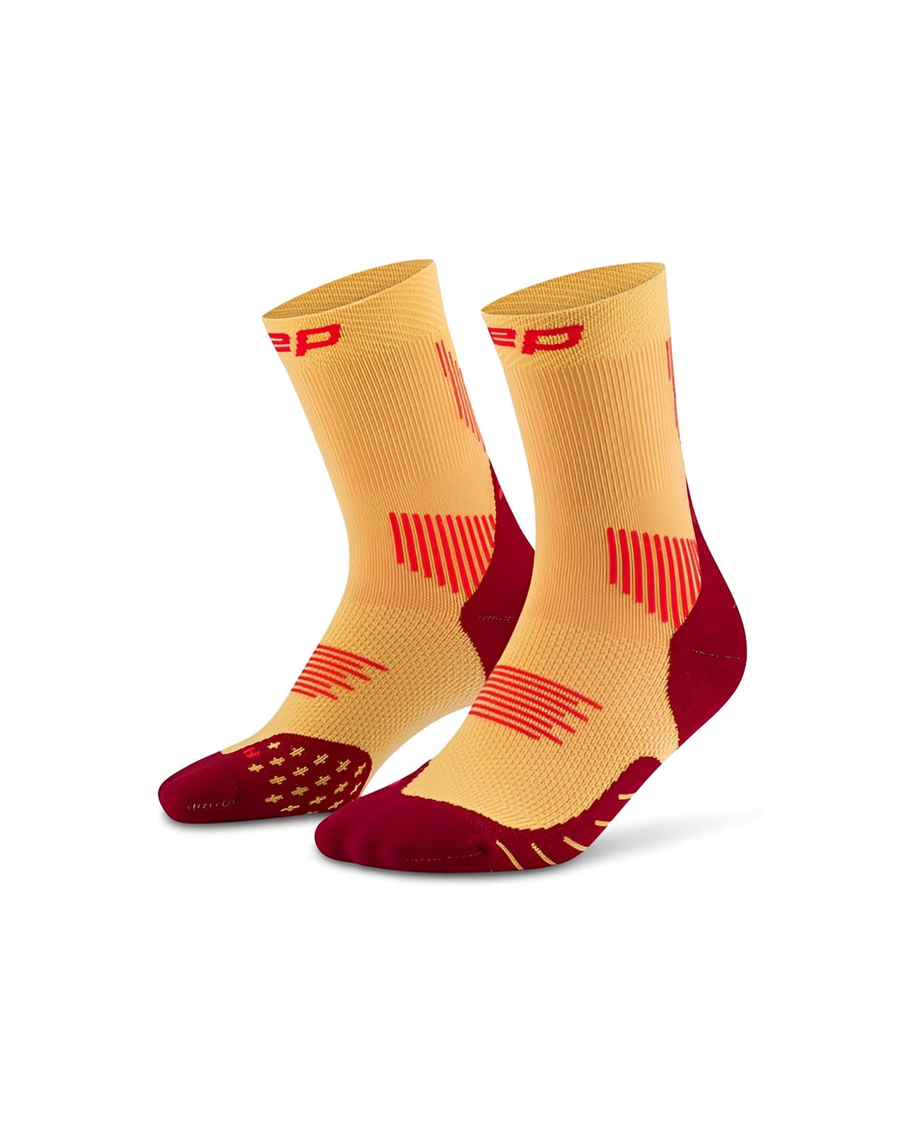 CEP Core Run Mid Cut Compression Socks 5.0, Men Gold/Burgundy III 