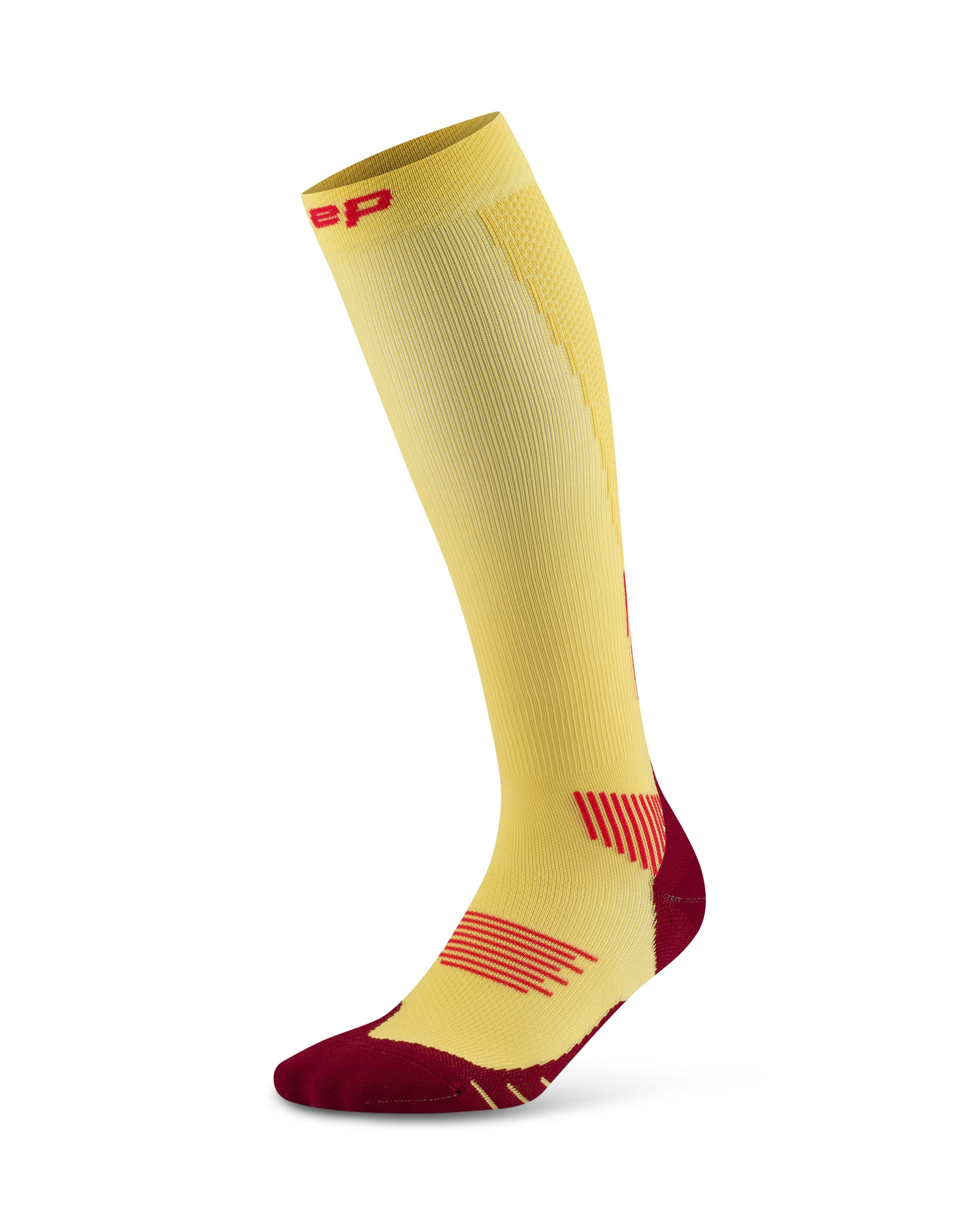 CEP Core Run Tall Compression Socks 5.0, Women Marigold/Burgundy II 
