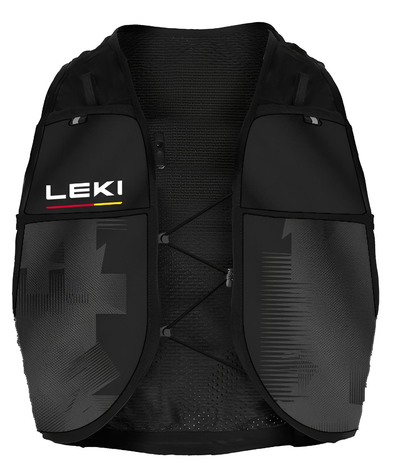 LEKI Trail Running Quiver Vest Black/Bright Red/Shuttle Grey S-M 