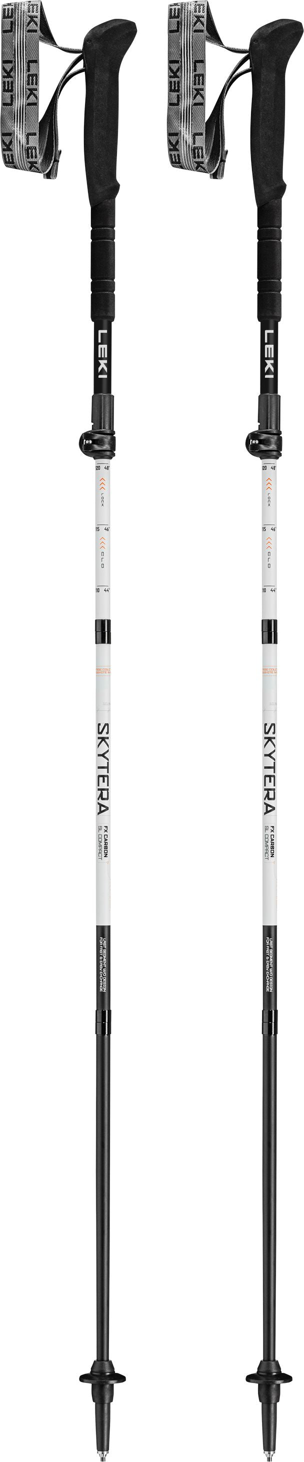 LEKI Skytera FX Carbon Superlite Compact Unisex Trekking Poles 2026 (1 Pair) White/Black/Orange 100-120cm 
