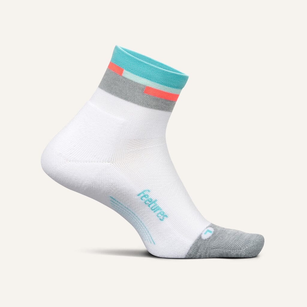 Feetures Elite Light Cushion Quarter Socks Aquatic White Small 