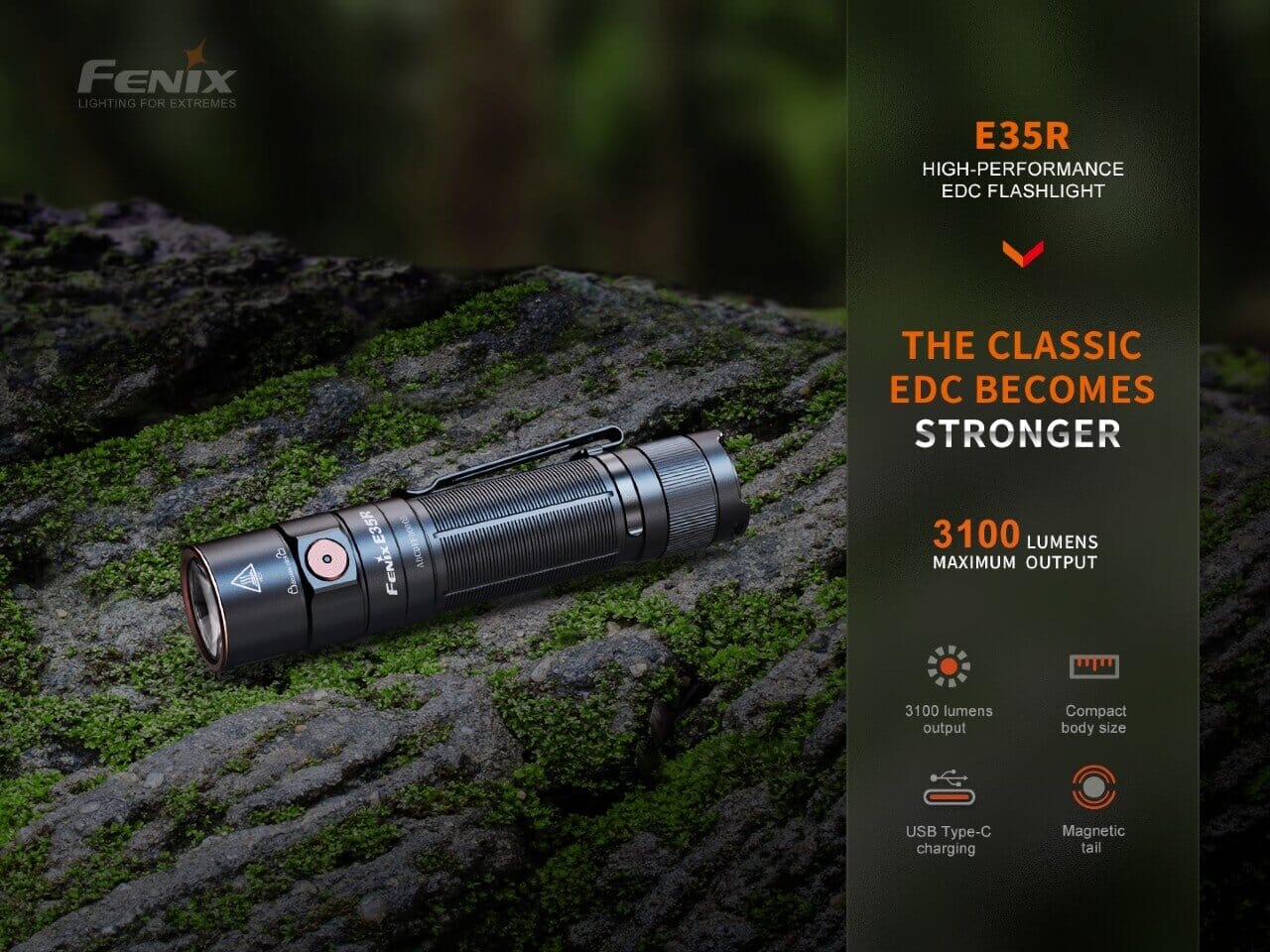 Fenix E35R SST70 Cool White LED Flashlight 