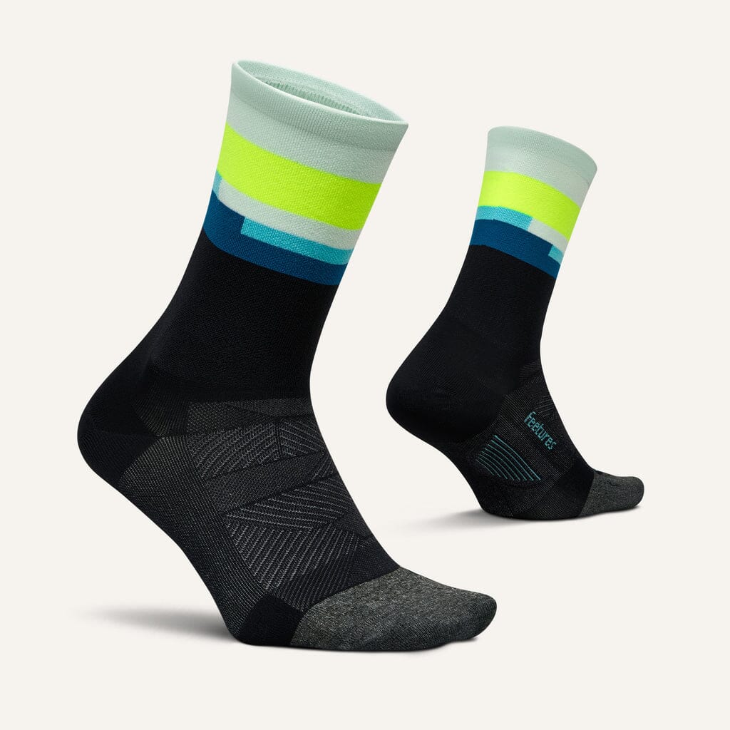 Feetures Elite Ultra Light Cushion Mini Crew Socks Bayside Black Small 