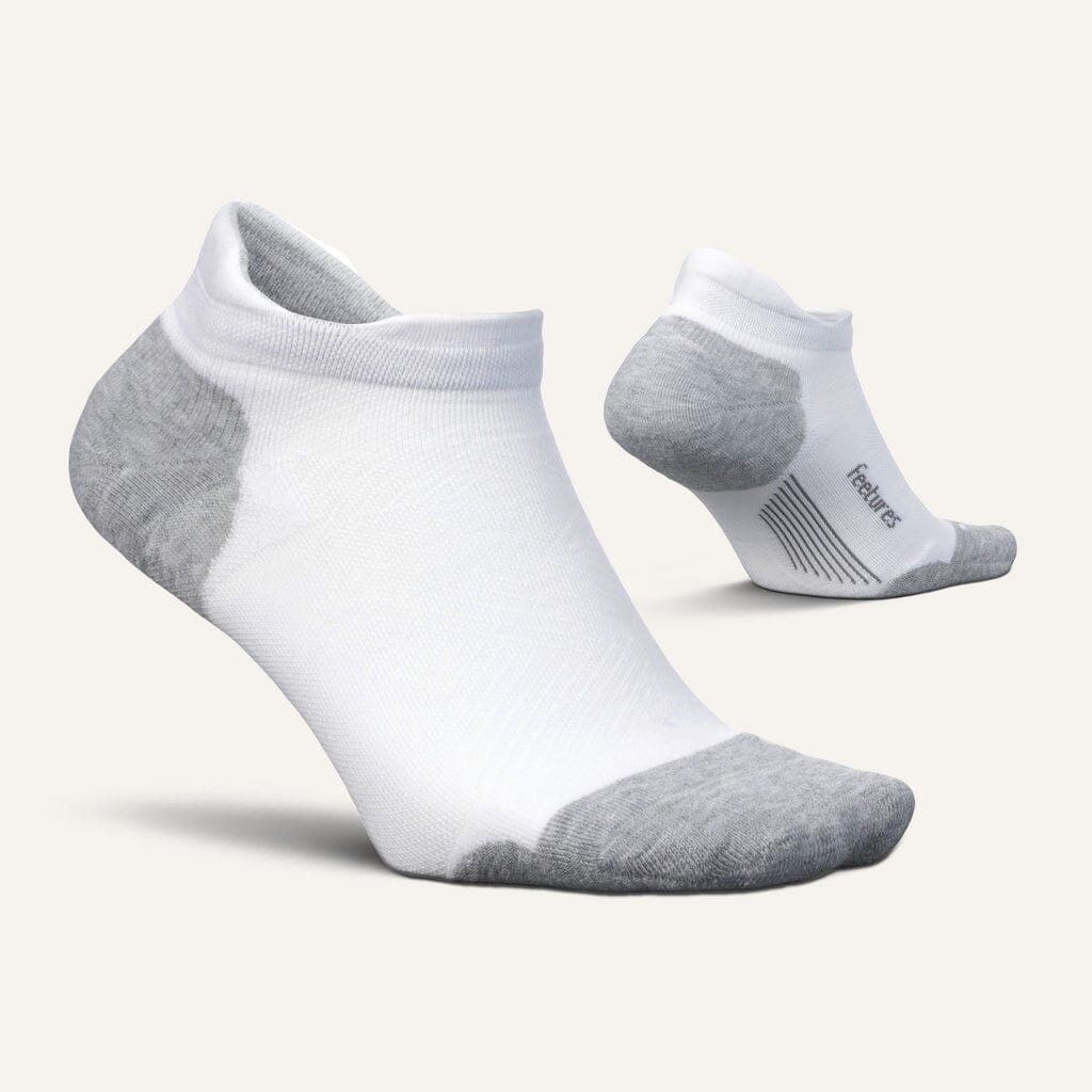 Feetures Elite Max Cushion No Show Tab Socks White Small 