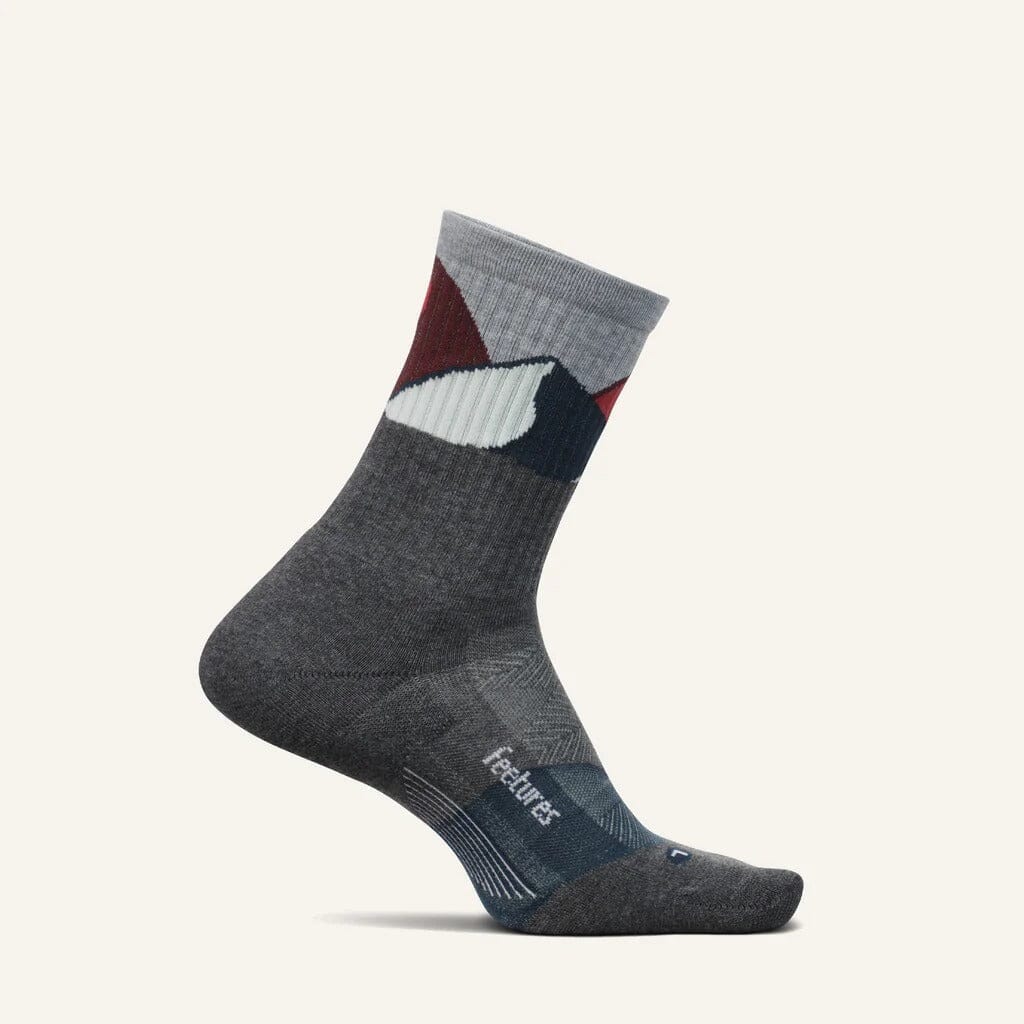 Feetures Trail Max Cushion Mini Crew Socks Gray Summit Medium 