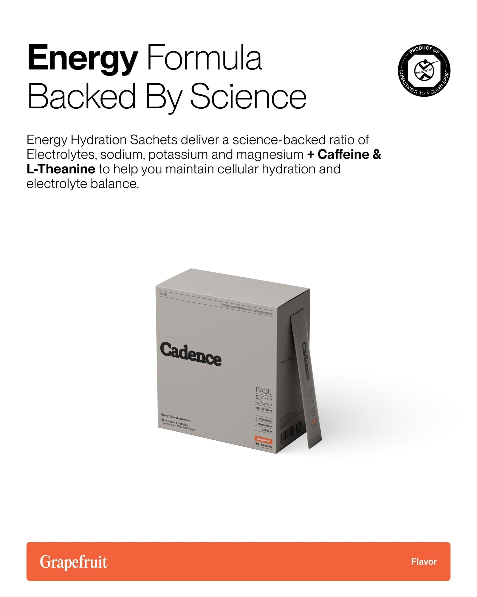 Cadence Race Energy Hydration Sachets 5g Grapefruit 