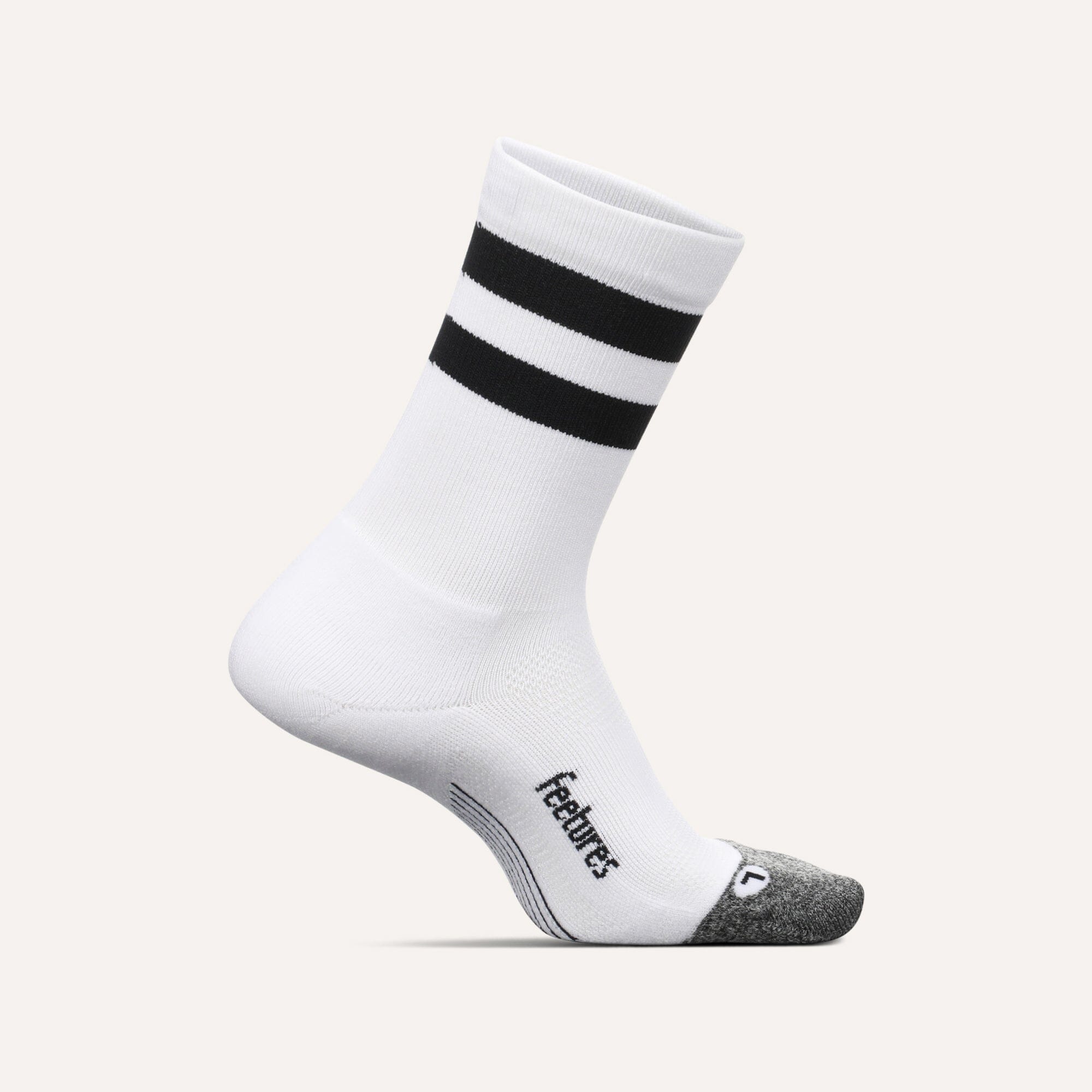 Feetures Elite Light Cushion Mini Crew Socks White High Top Stripe Small 