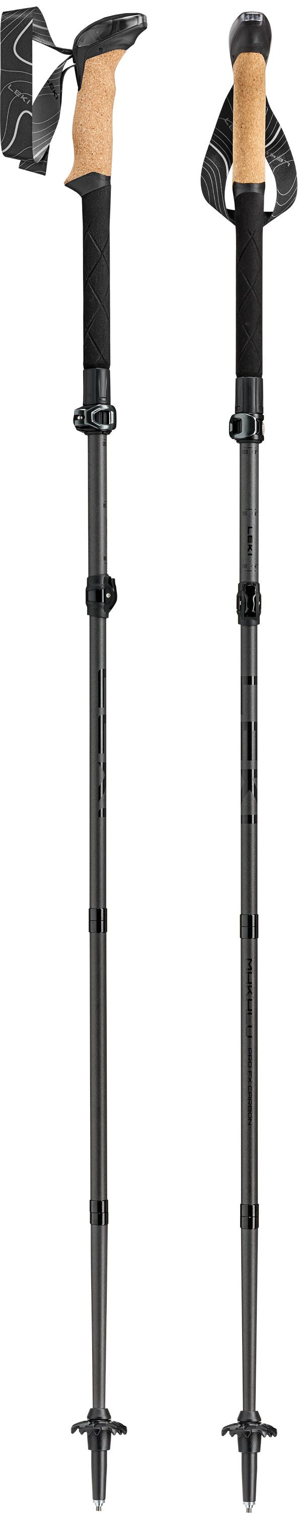 LEKI Makalu Pro FX Carbon Unisex Trekking Poles 2026 (1 Pair) Natural Carbon/Black 110-130cm 