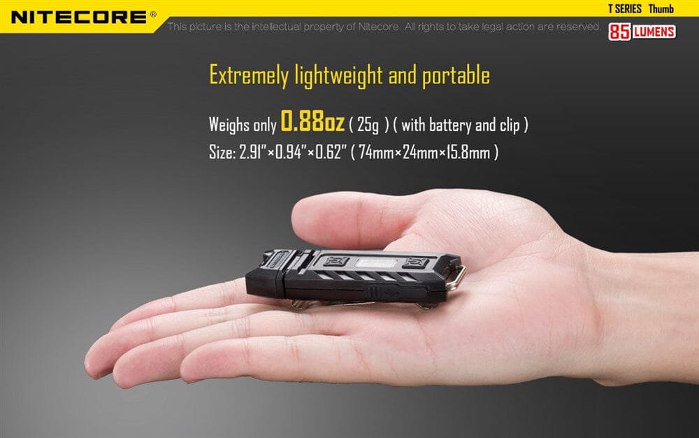 Nitecore Thumb 85 Lumen Clip on Rechargeable Flashlight, with Adjustable Angle 