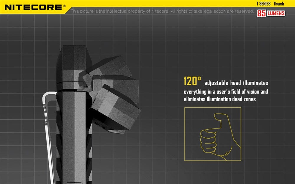 Nitecore Thumb 85 Lumen Clip on Rechargeable Flashlight, with Adjustable Angle 