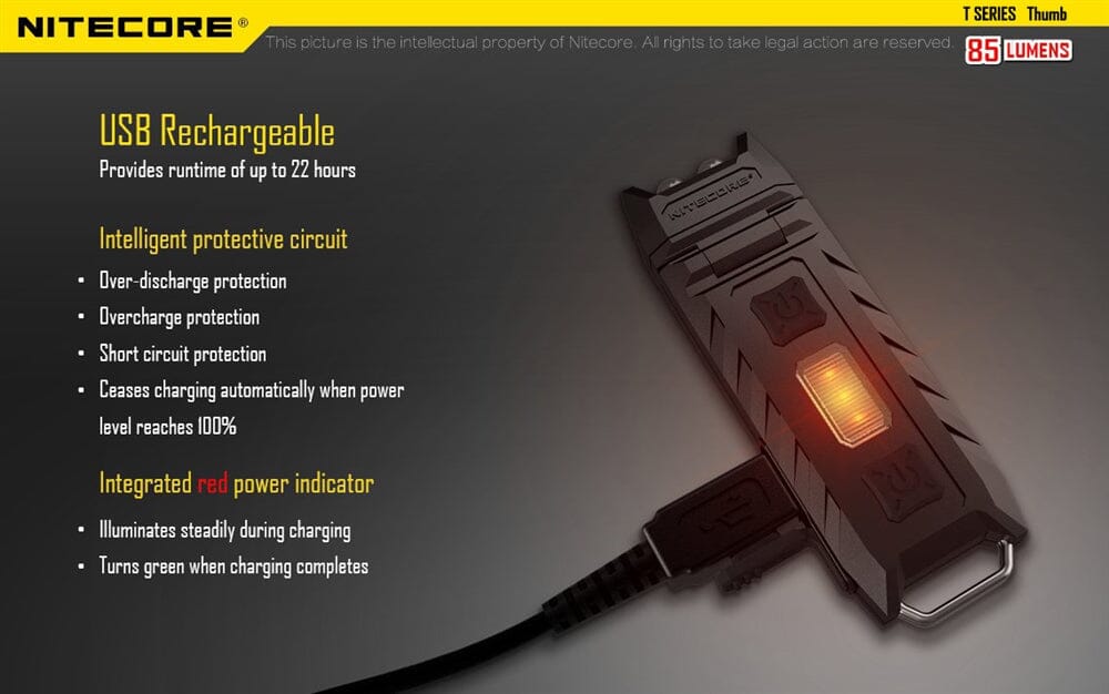 Nitecore Thumb 85 Lumen Clip on Rechargeable Flashlight, with Adjustable Angle 