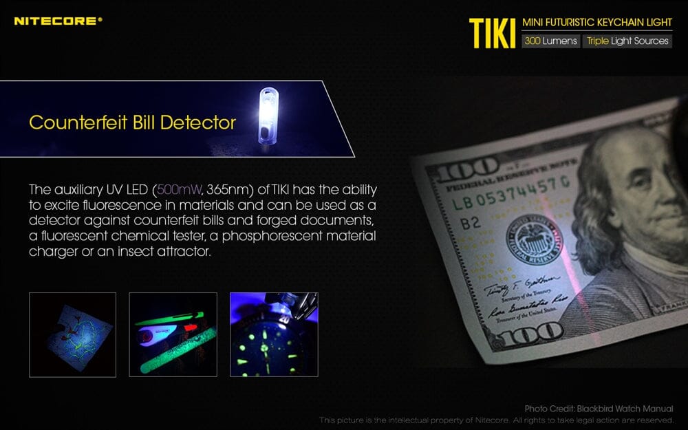 Nitecore TIKI 300 Lumen USB-C Rechargeable Keychain Flashlight 