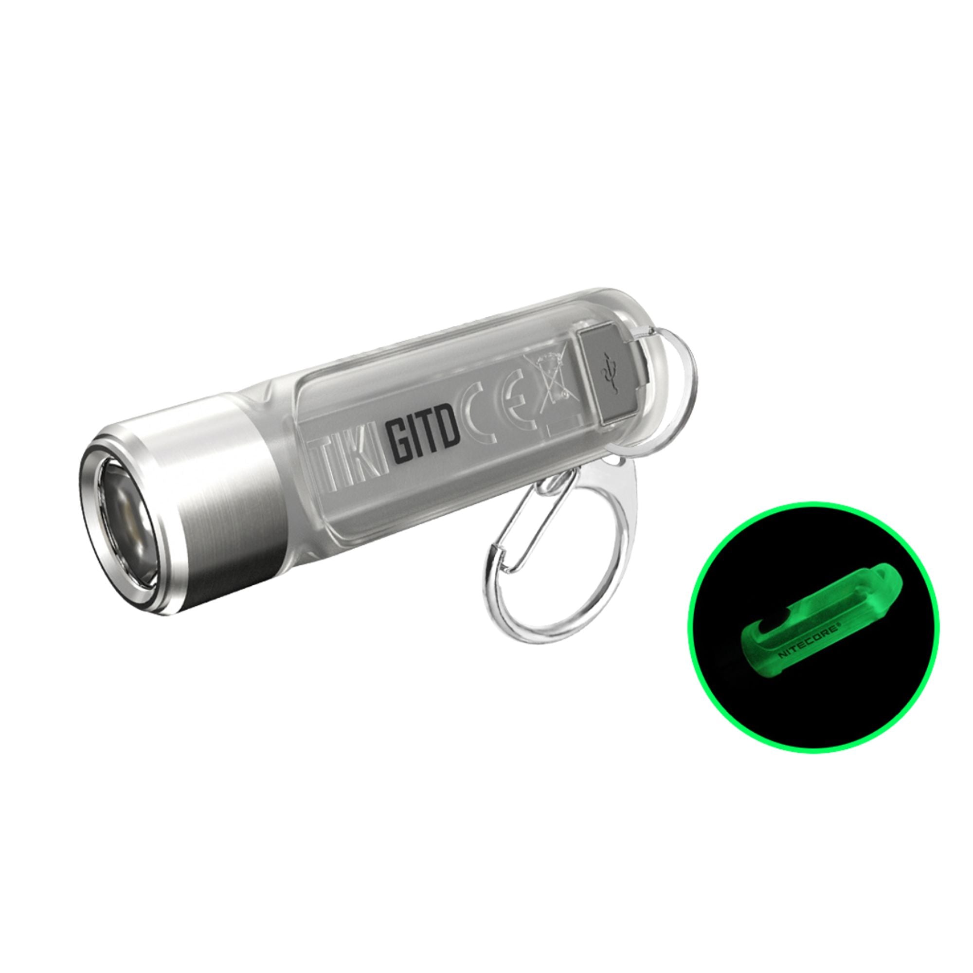 Nitecore TIKI 300 Lumen USB-C Rechargeable Keychain Flashlight TIKI GITD - UV/HIGH CRI 
