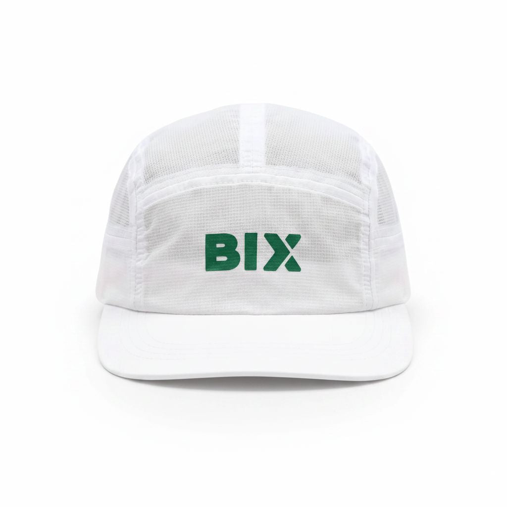 Bix Ultra Light Cap White with Green Logo One Size 