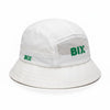Bix Ultra Light Bucket Hat White with Green Logo One Size 