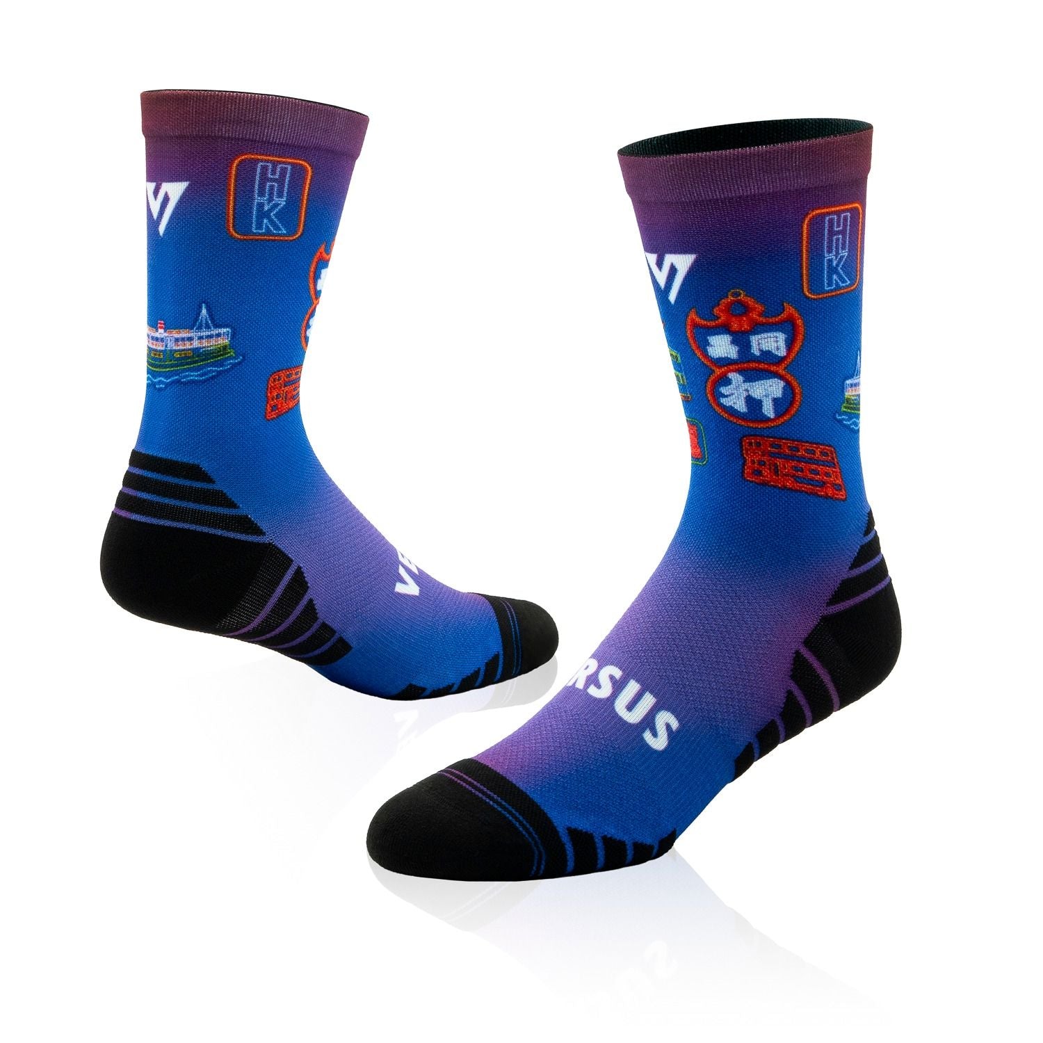 Versus Hong Kong Night Neon Active Crew Socks Hong Kong Night Neon 4-7 