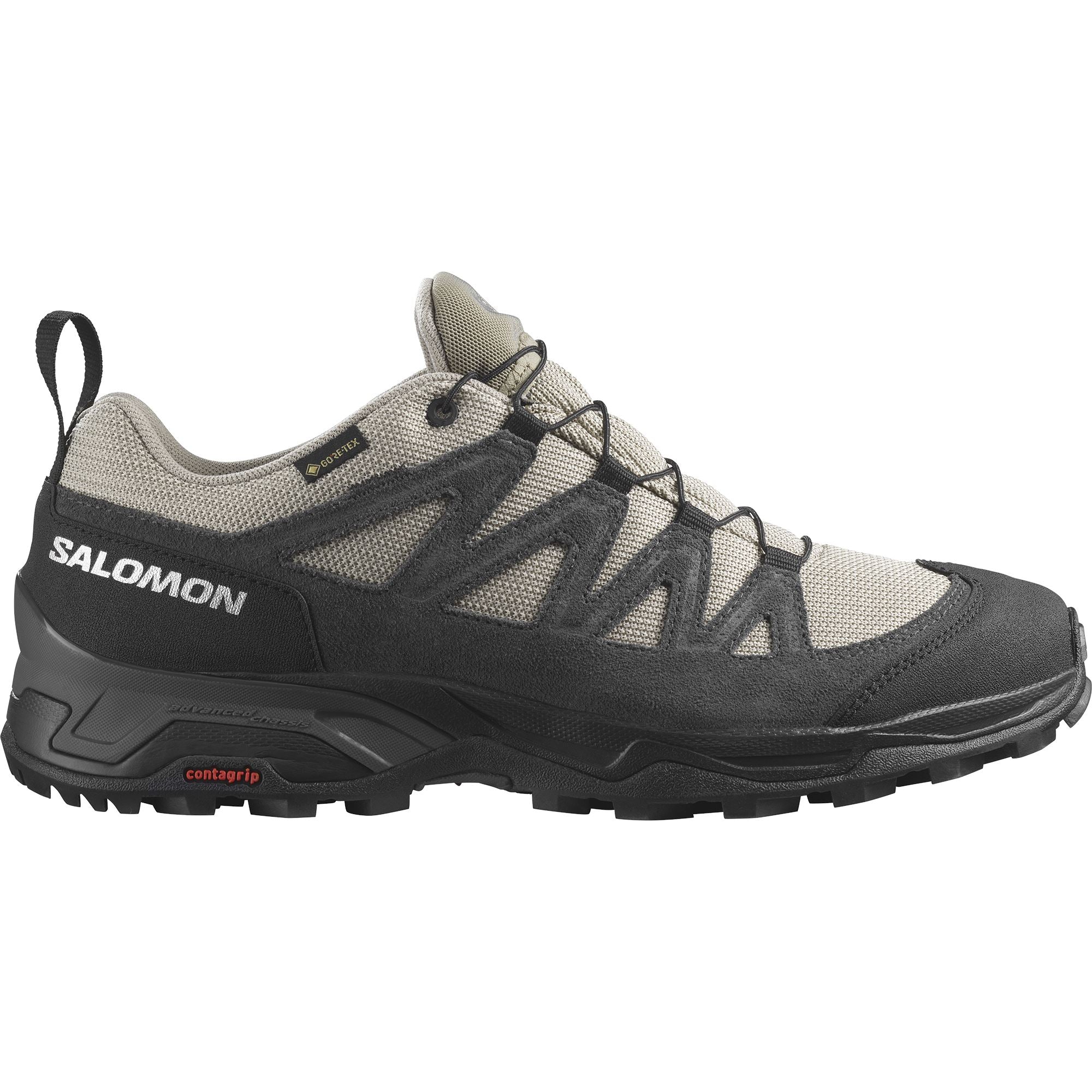 Salomon X Ward Leather Gore-Tex Men's Leather Hiking Shoes Vintage Khaki/Black/Pewter US 8 