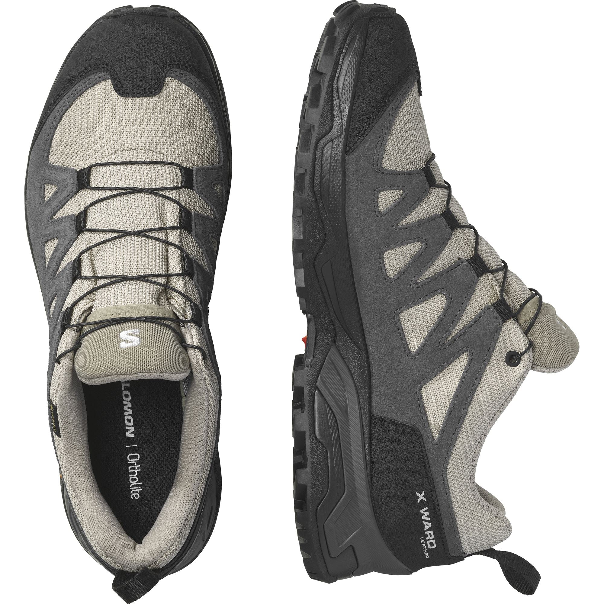 Salomon X Ward Leather Gore-Tex Men's Leather Hiking Shoes Vintage Khaki/Black/Pewter US 8 