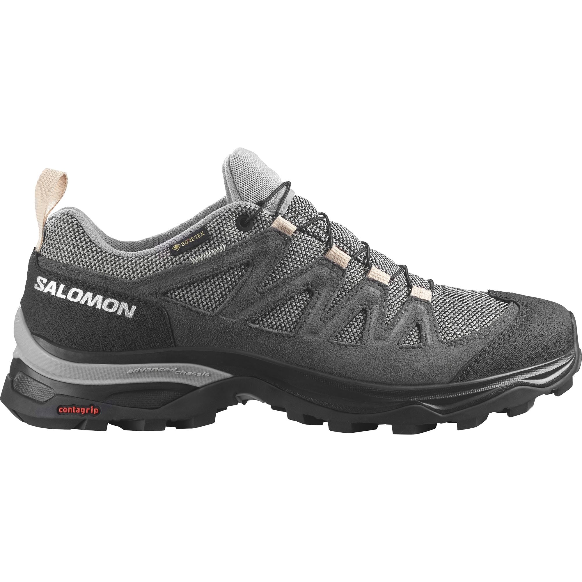 Salomon X Ward Leather Gore-Tex Women's Leather Hiking Shoes Gull/Black/Ebony US 7 