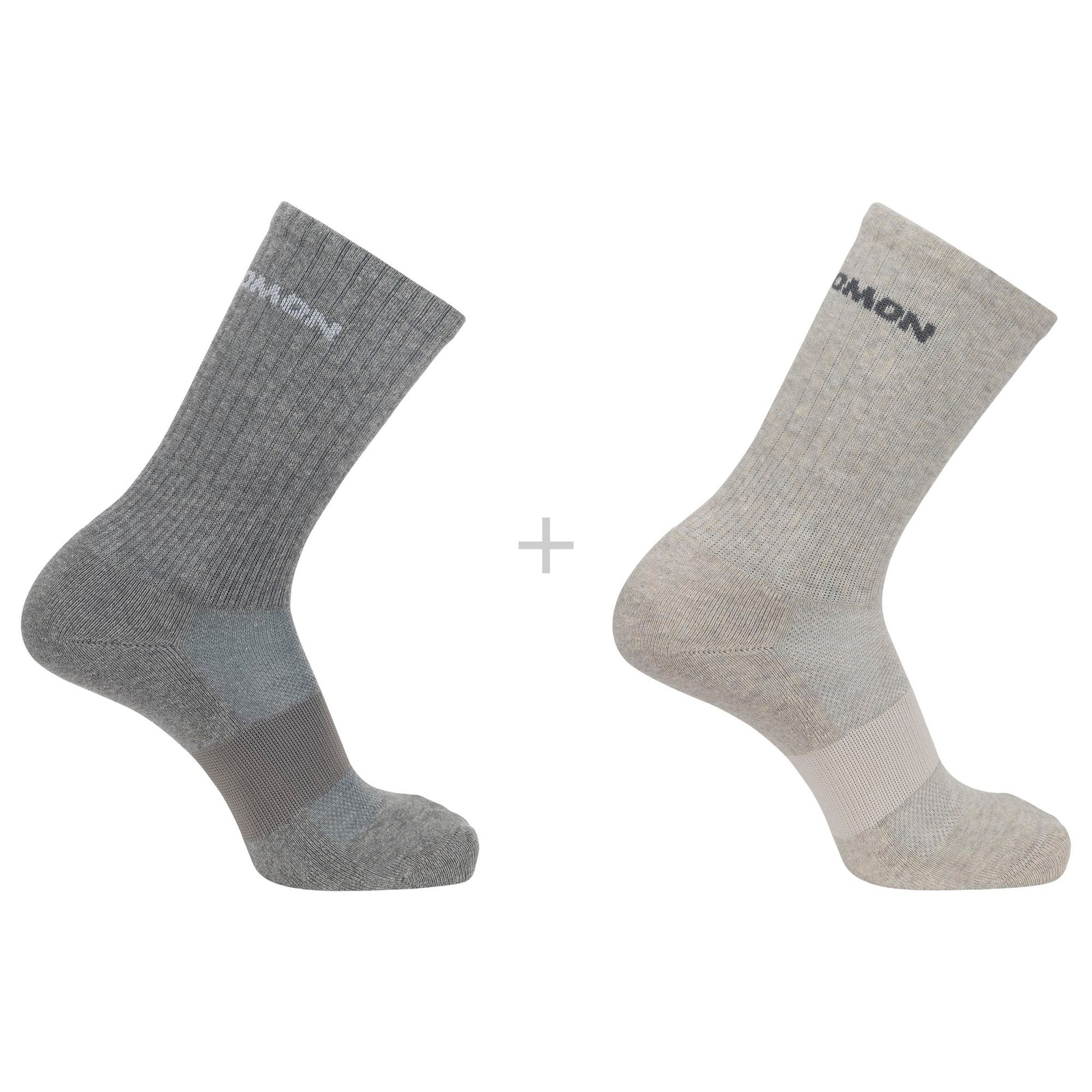 Salomon Evasion Crew 2-Pack Unisex Socks Light Grey/Heather Medium S (EU 36-38) 
