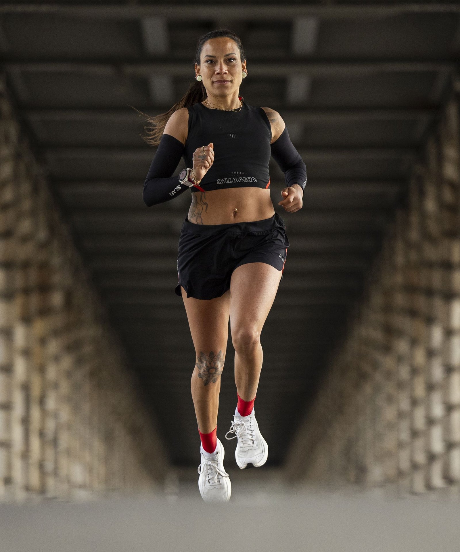 Salomon S/LAB Phantasm Crew Unisex Socks White/Fiery Red S (EU 36-38) 