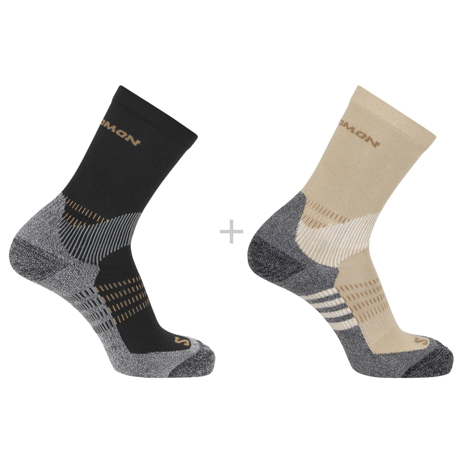 Salomon X Ultra Access Crew 2-Pack Unisex Socks - Bleached Sand/Black