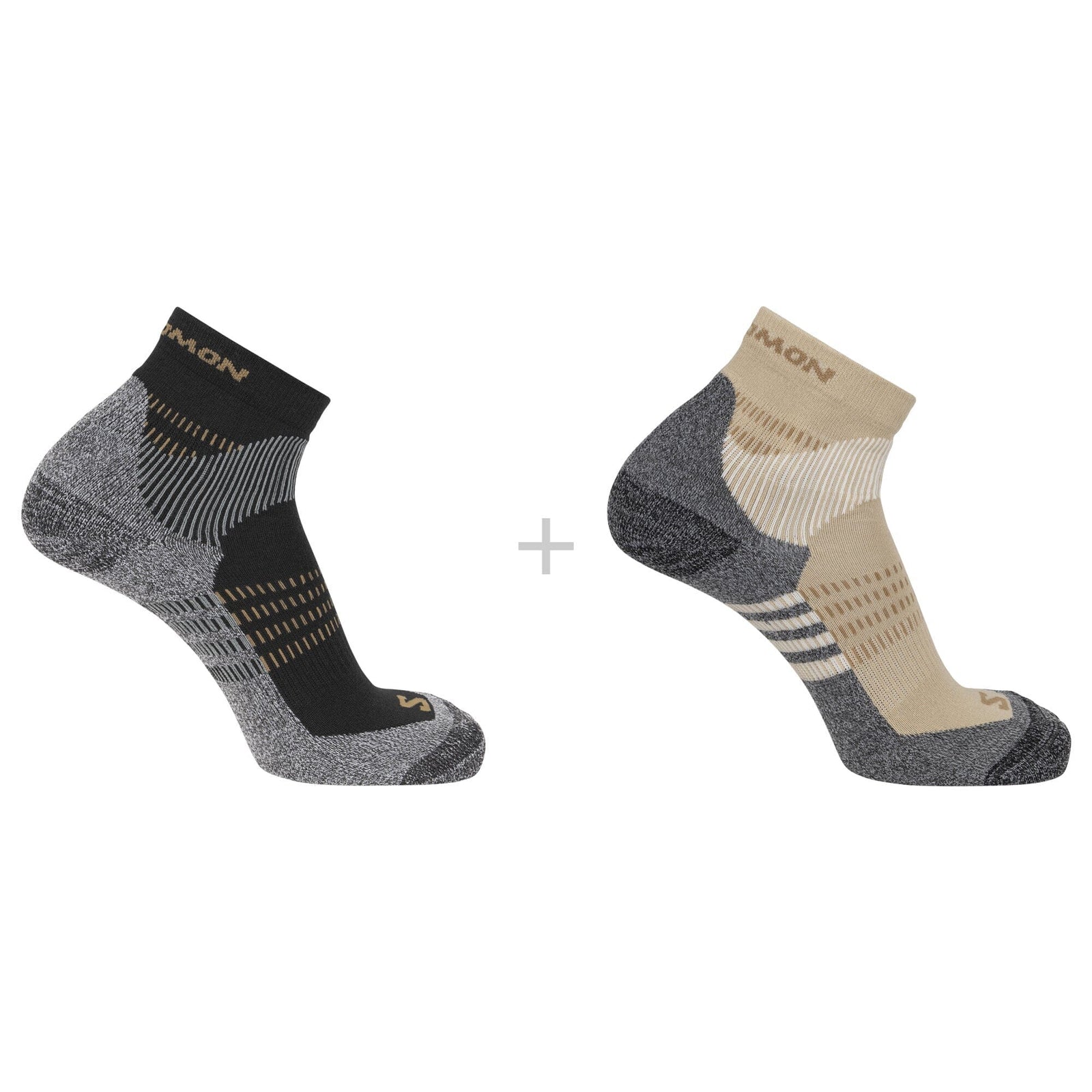 Salomon X Ultra Access Quarter 2-Pack Unisex Socks Bleached Sand/Black S (EU 36-38) 