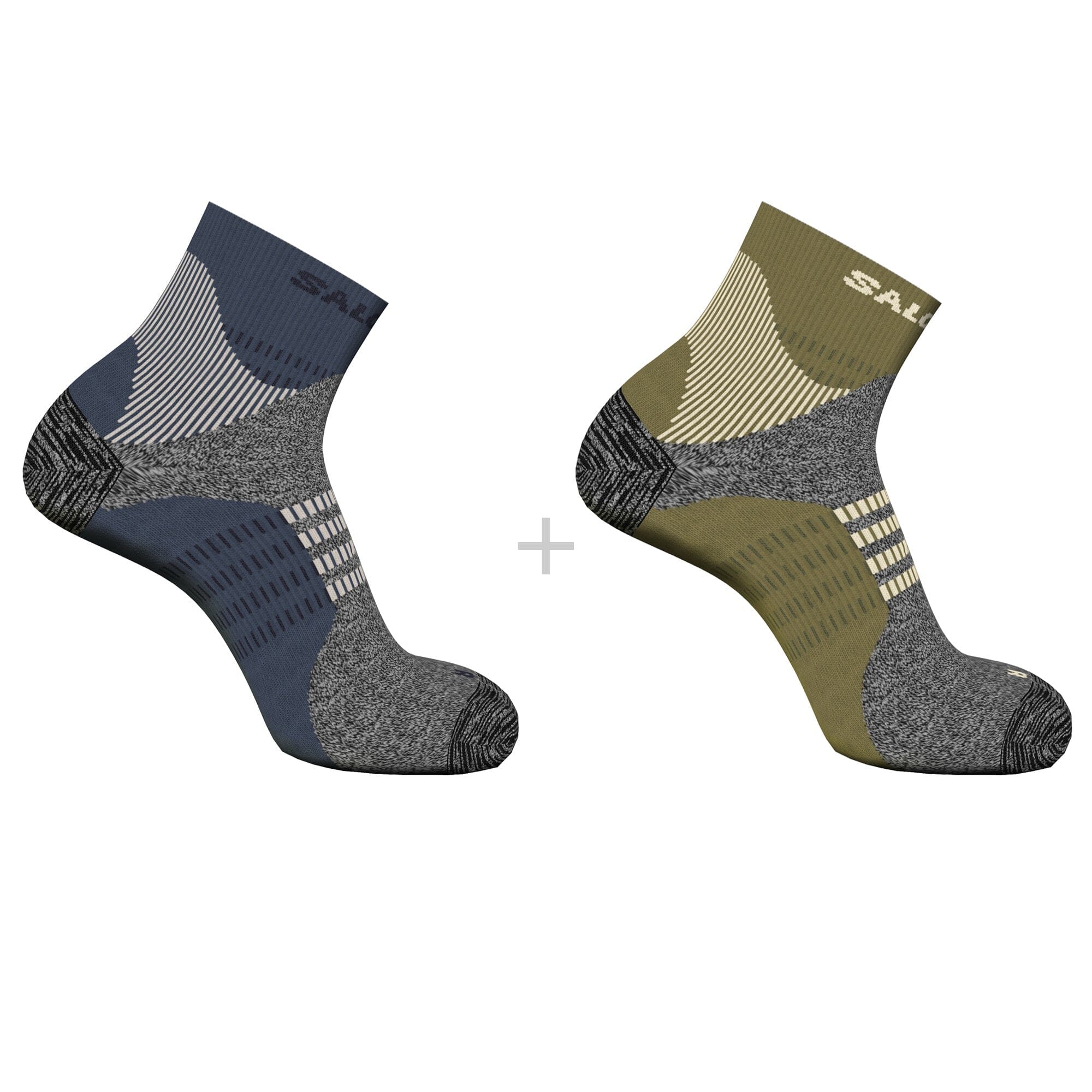 Salomon X Ultra Access Quarter 2-Pack Unisex Socks Gothic Olive/Grisaille S (EU 36-38) 
