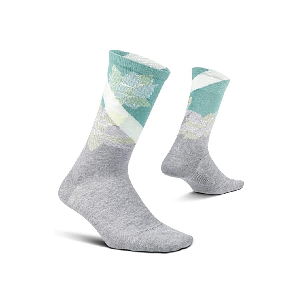 Feetures Women's Everyday Ultra Light Crew Socks Neo Floral Light Gray Small 