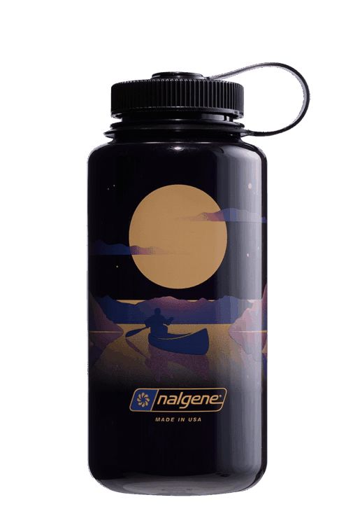 Nalgene 32oz Wide Mouth Sustain Water Bottle Odyssey Grey With Moonset 