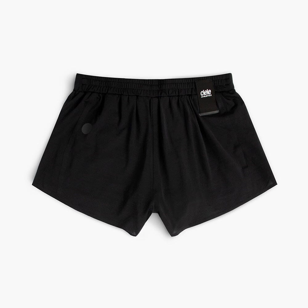 back view of the ciele athletics lightweight, race ready and performance driven short named RDShort in shadowsphinx color