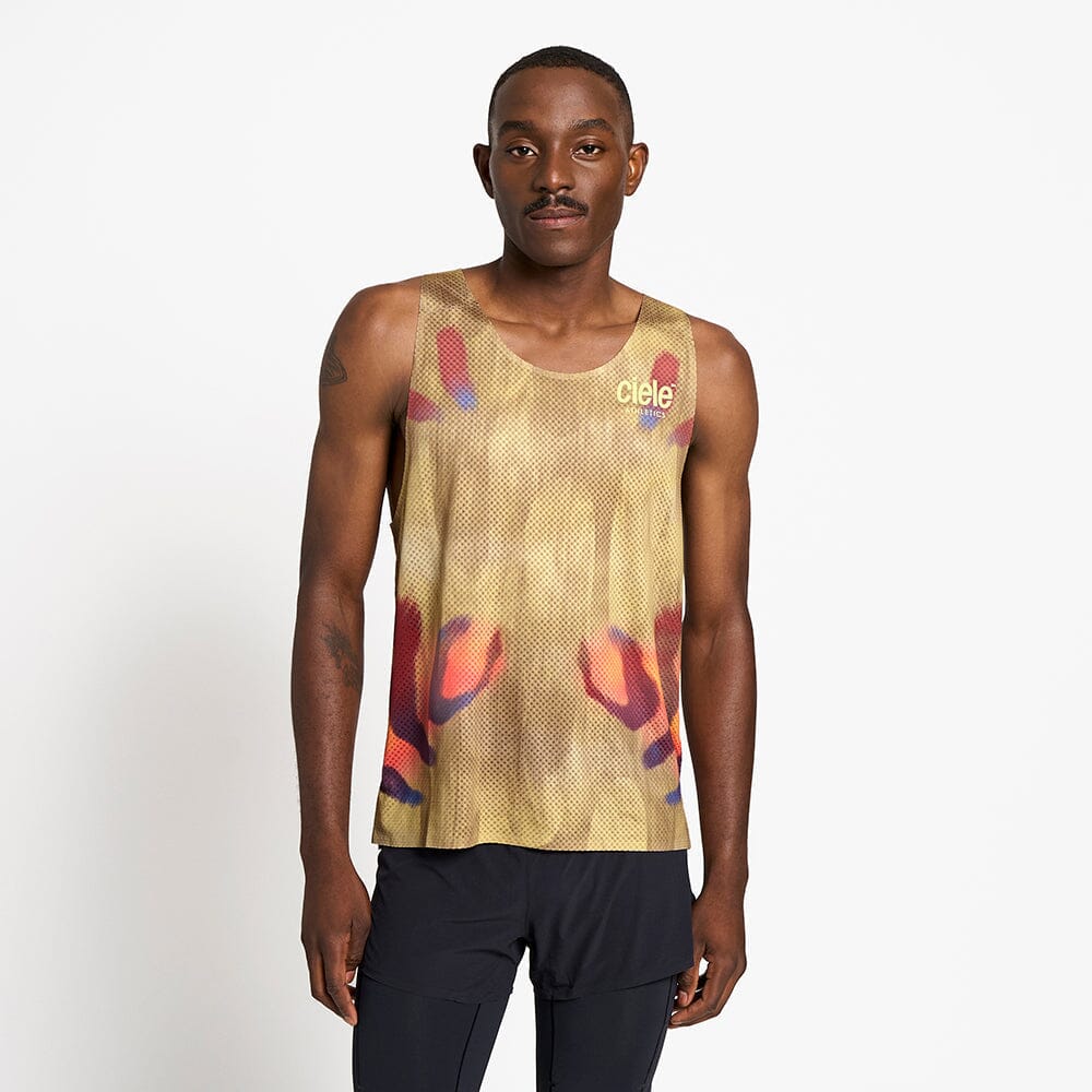 front view of the ciele athletics lightweight, race ready and performance driven singlet named RDSinglet in sphinx color