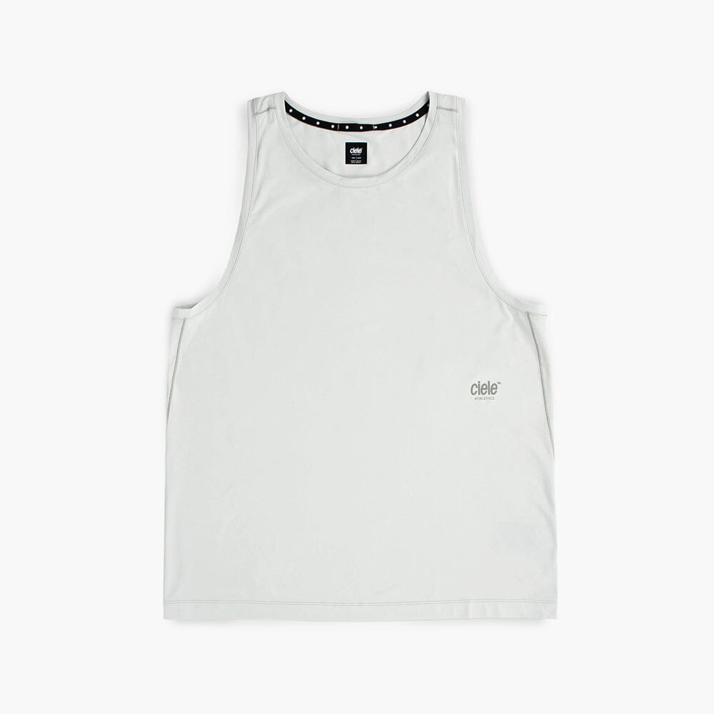 front view of ciele athletics DLYTSinglet lightweight and performance driven singlet in light grey