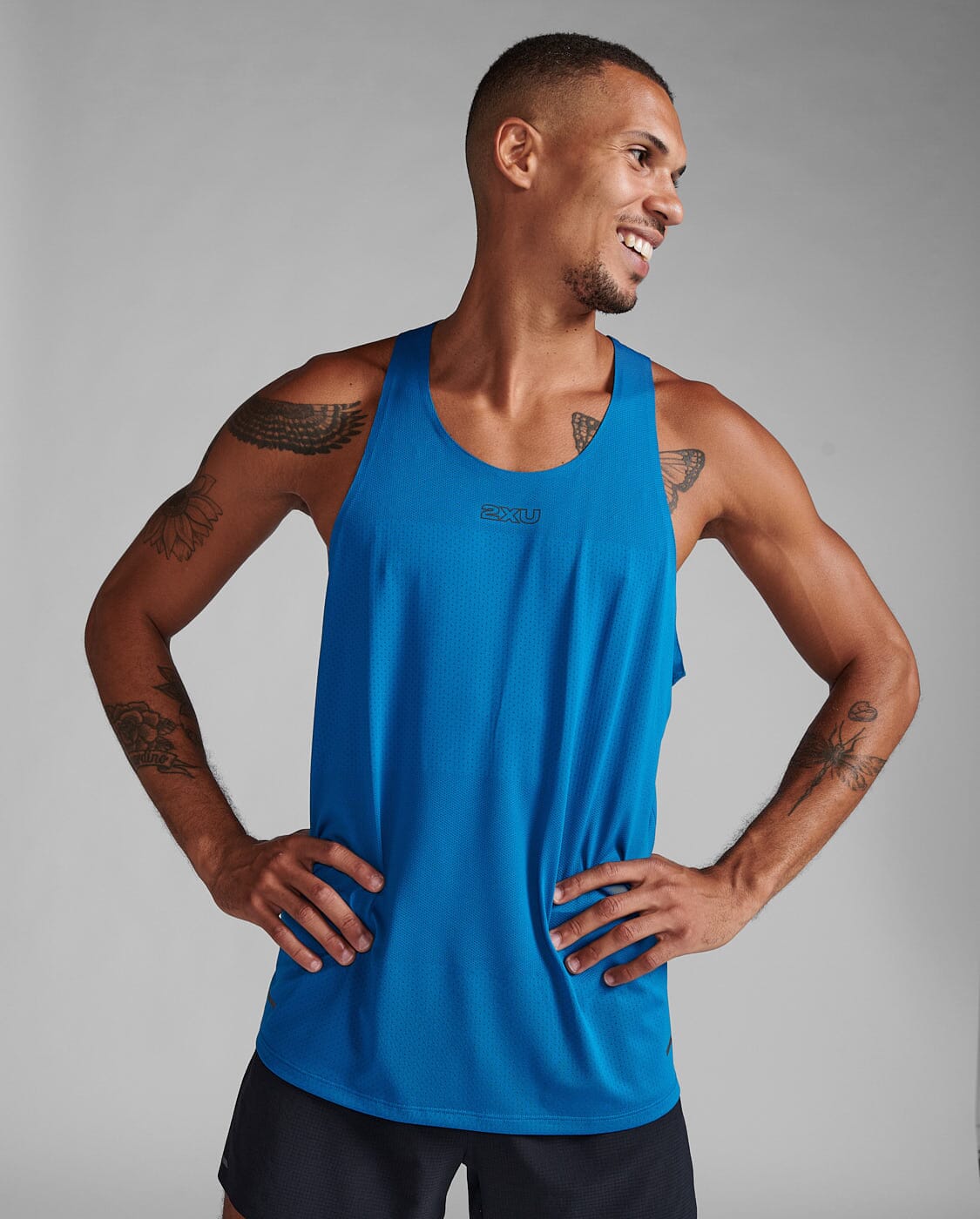 2XU Men's Light Speed Tech Singlet MR7151A Seaport/Black Reflective S 