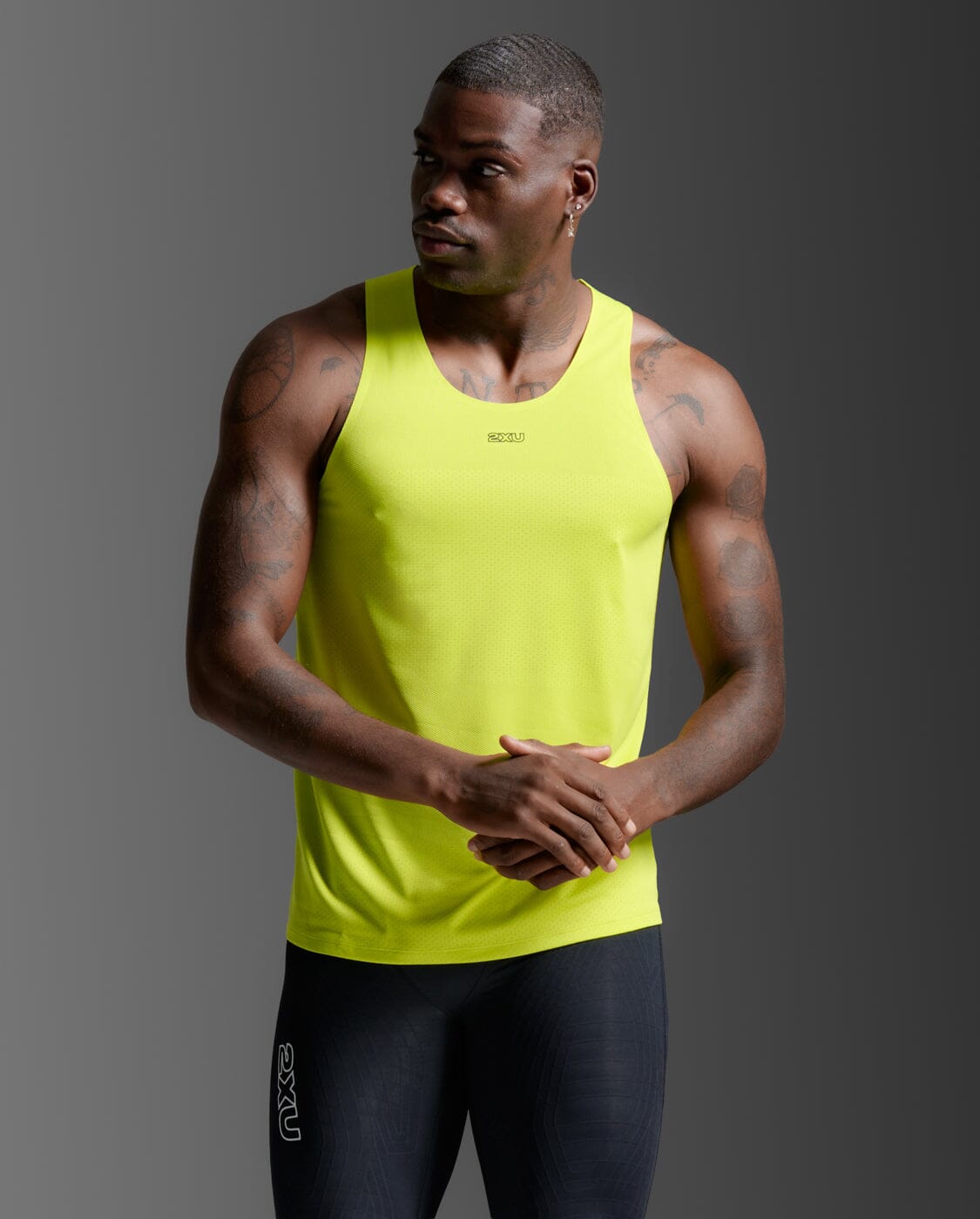 2XU Men's Light Speed Tech Singlet MR7151A Volt/Black Reflective S 