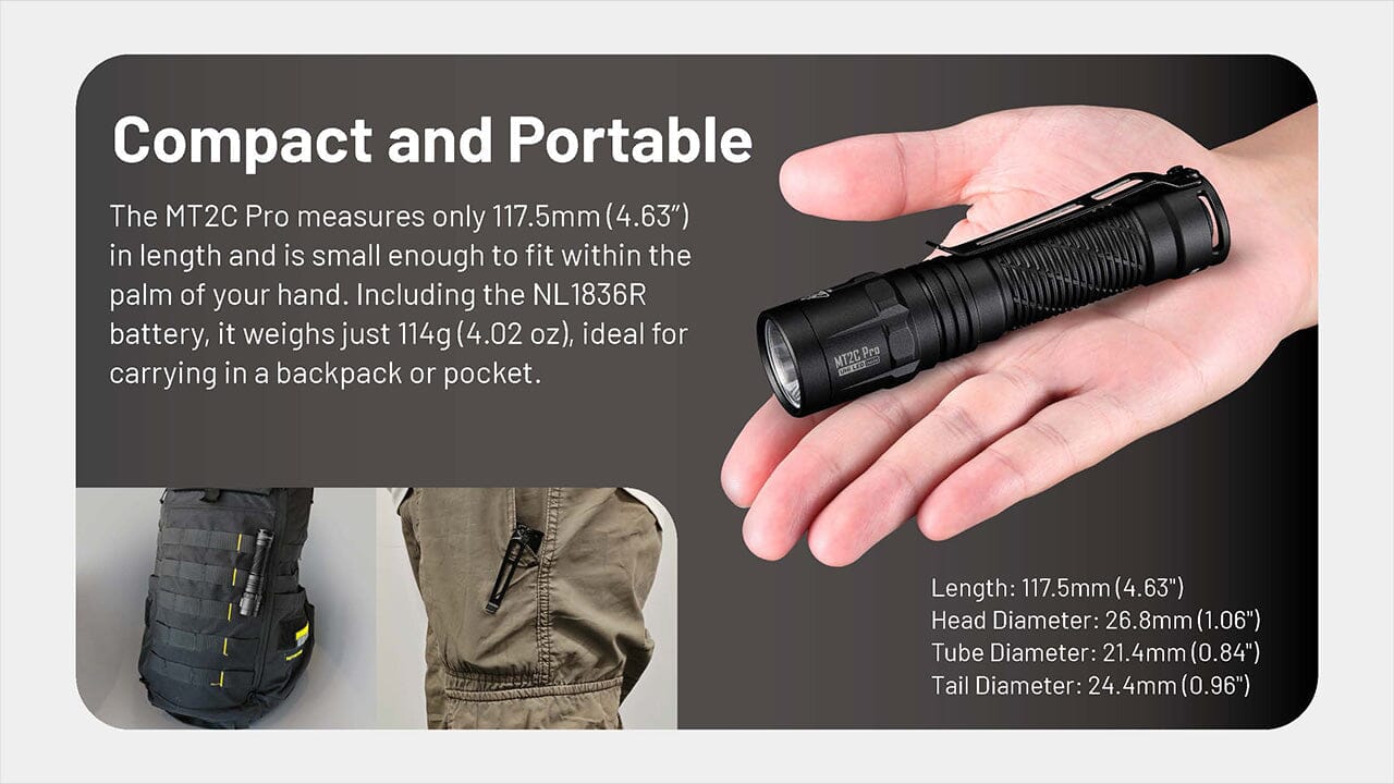 Nitecore MT2C Pro 1800 Lumen Rechargeable EDC Flashlight 