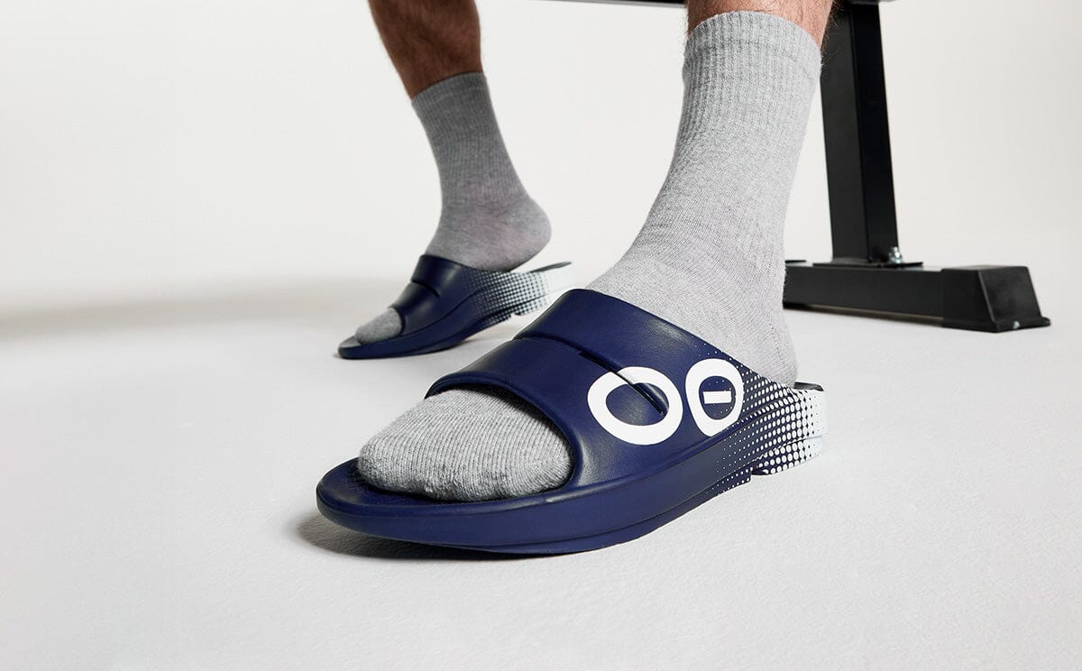 OOFOS Unisex OOahh Sport Slide Sandal - Navy Matrix 