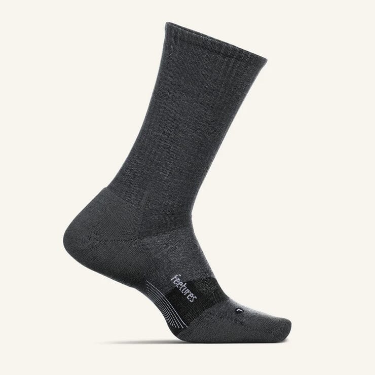 Feetures Merino 10 Cushion Crew Socks Gray Medium 