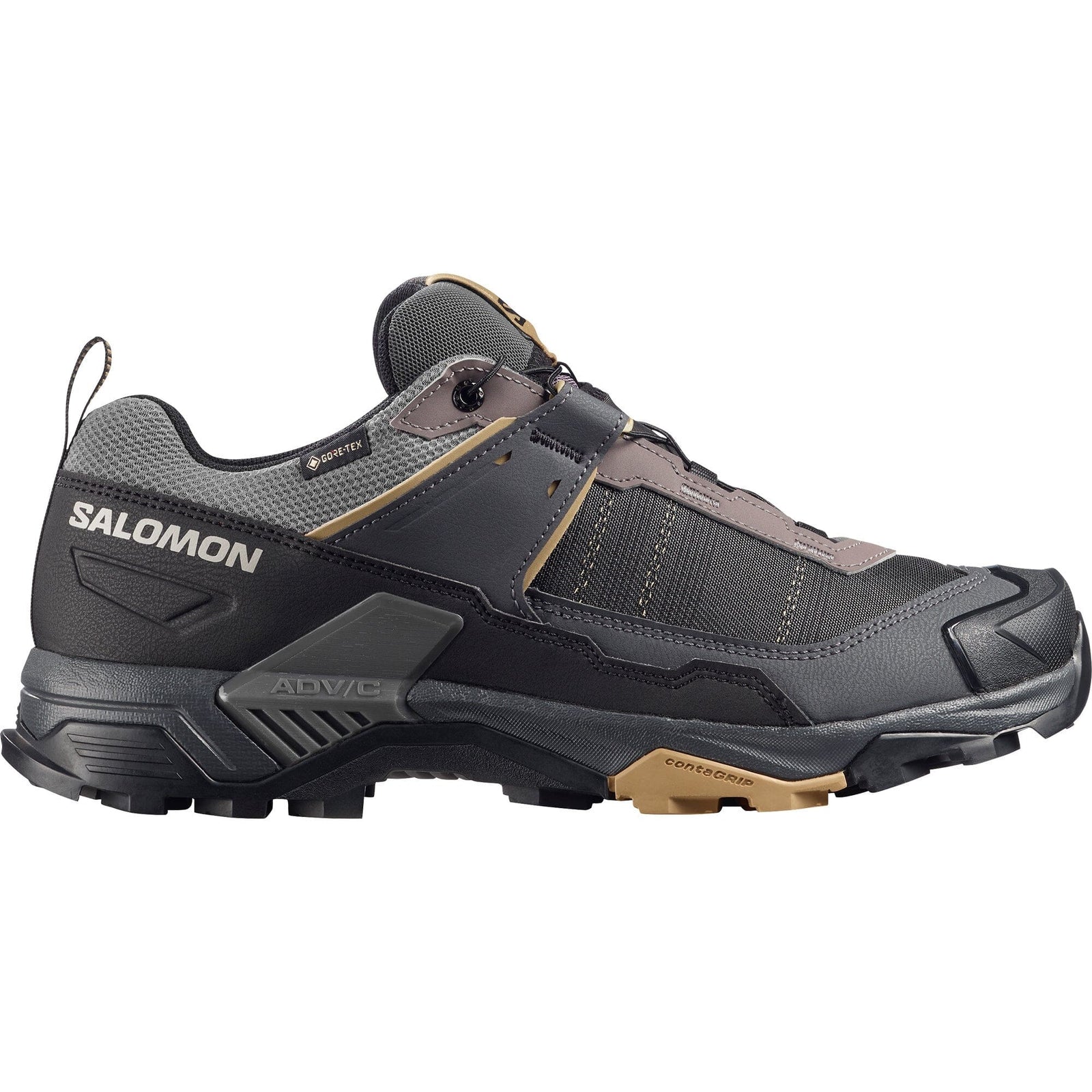 Salomon X Ultra 5 Wide GTX 男士登山鞋 - 深海鷗灰/瀝青色