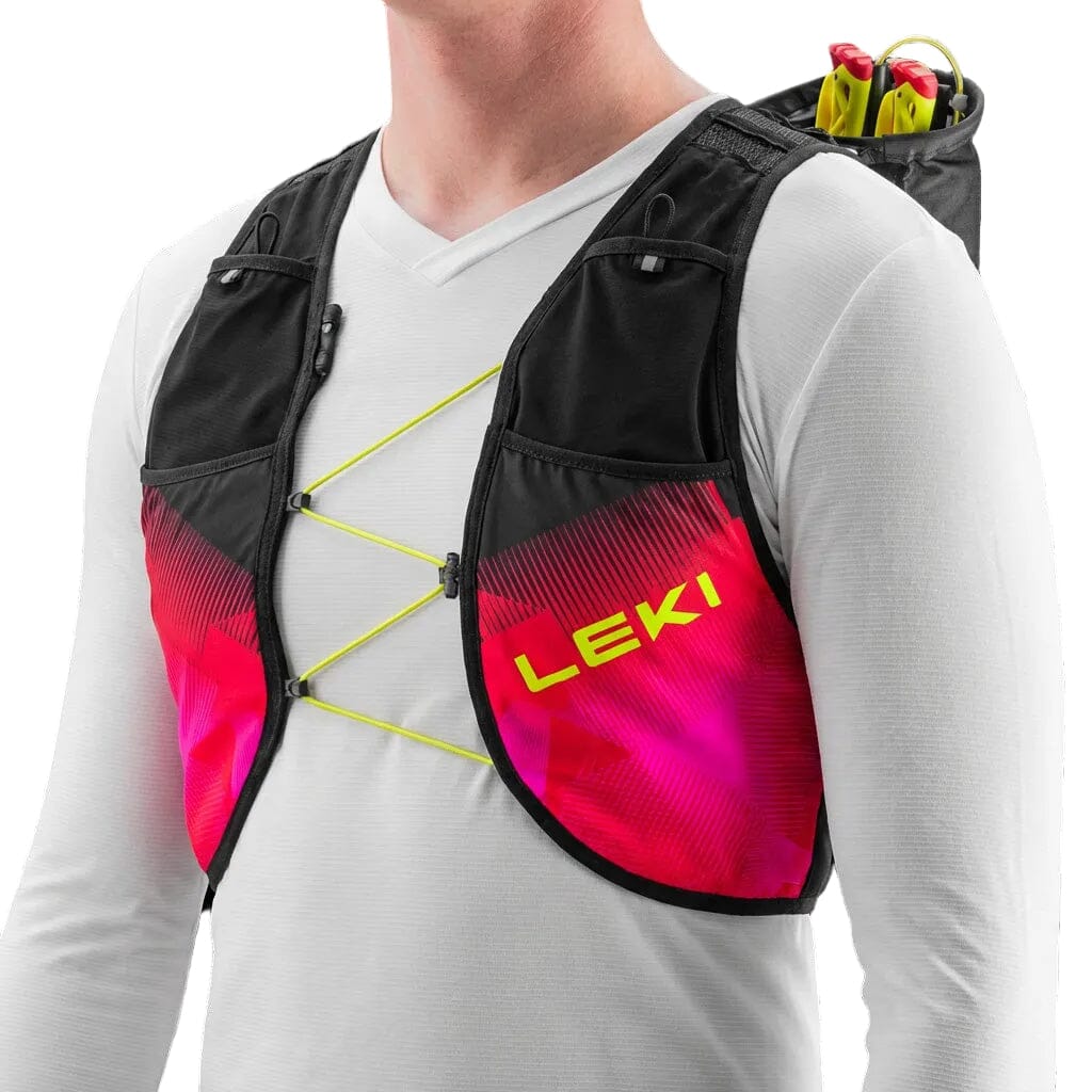 LEKI Trail Running Quiver Vest Black/Bright Red/Neon Pink S-M 