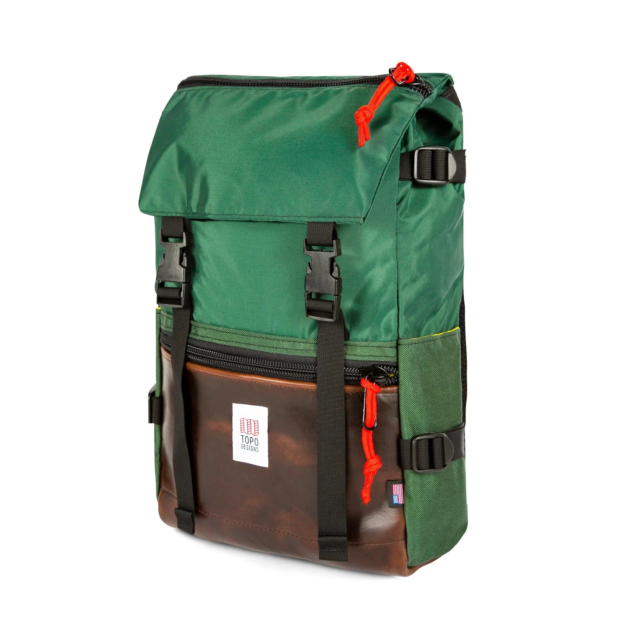 Topo Designs Rover Pack Backpack Forest/Brown Leather 