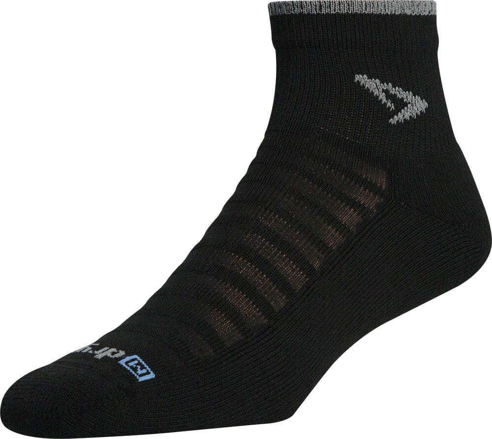 Drymax Running Lite-Mesh 1/4 Crew Socks Black w/Gray Stripe S 