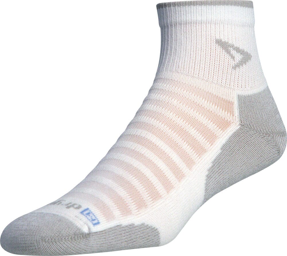 Drymax Running Lite-Mesh 1/4 Crew Socks White/Gray with White Stripe S 