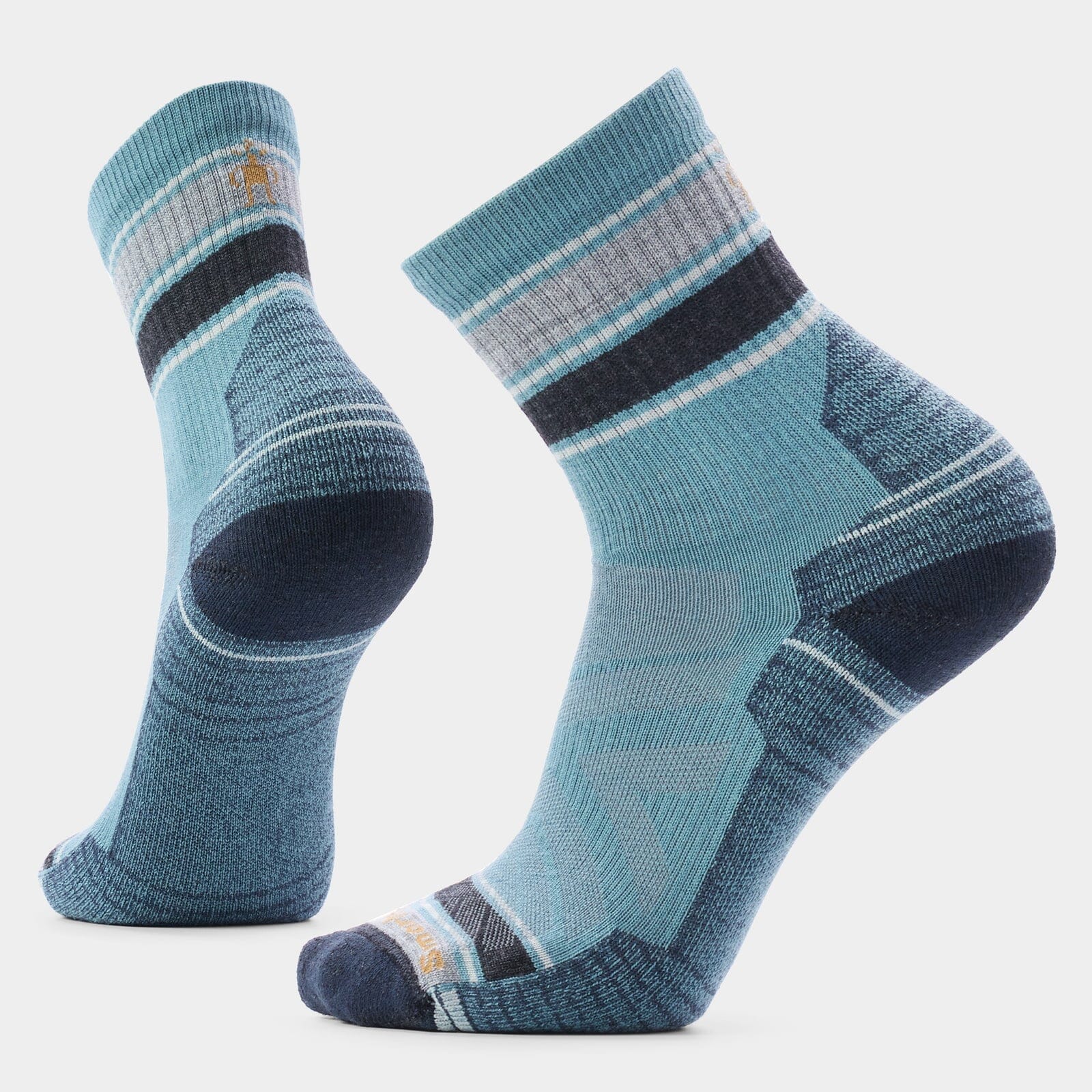 Smartwool Hike Light Cushion Striped Mid Crew Socks - Dusty Teal