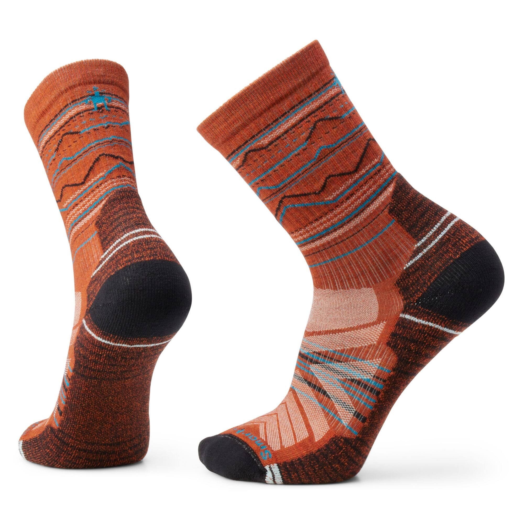 Smartwool Hike Light Cushion Mountain Range Pattern Crew Socks Picante J33 L (EU 42-45) 