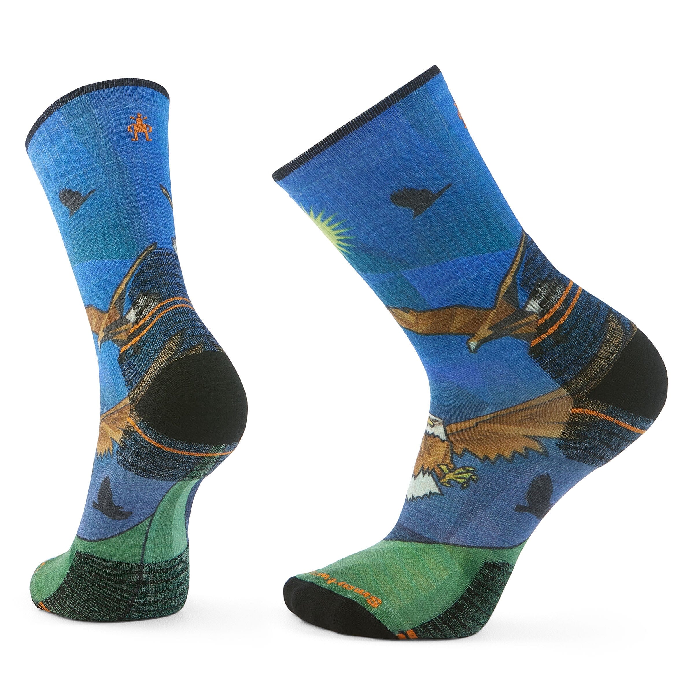Smartwool Hike Targeted Cushion Eagle Print Crew Socks Laguna Blue J96 M (EU 38-41) 