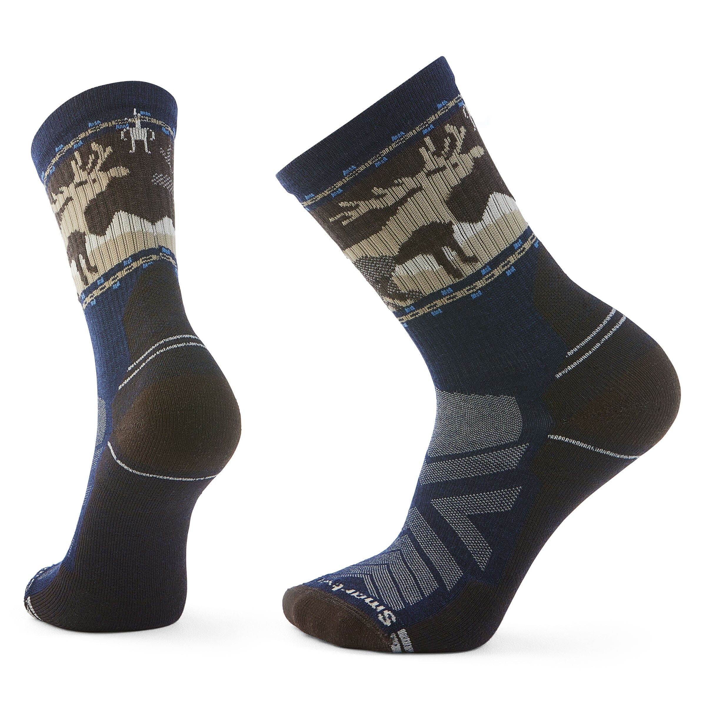 Smartwool Hike Light Cushion Mountain Moose Crew Socks Deep Navy 092 M (EU 38-41) 