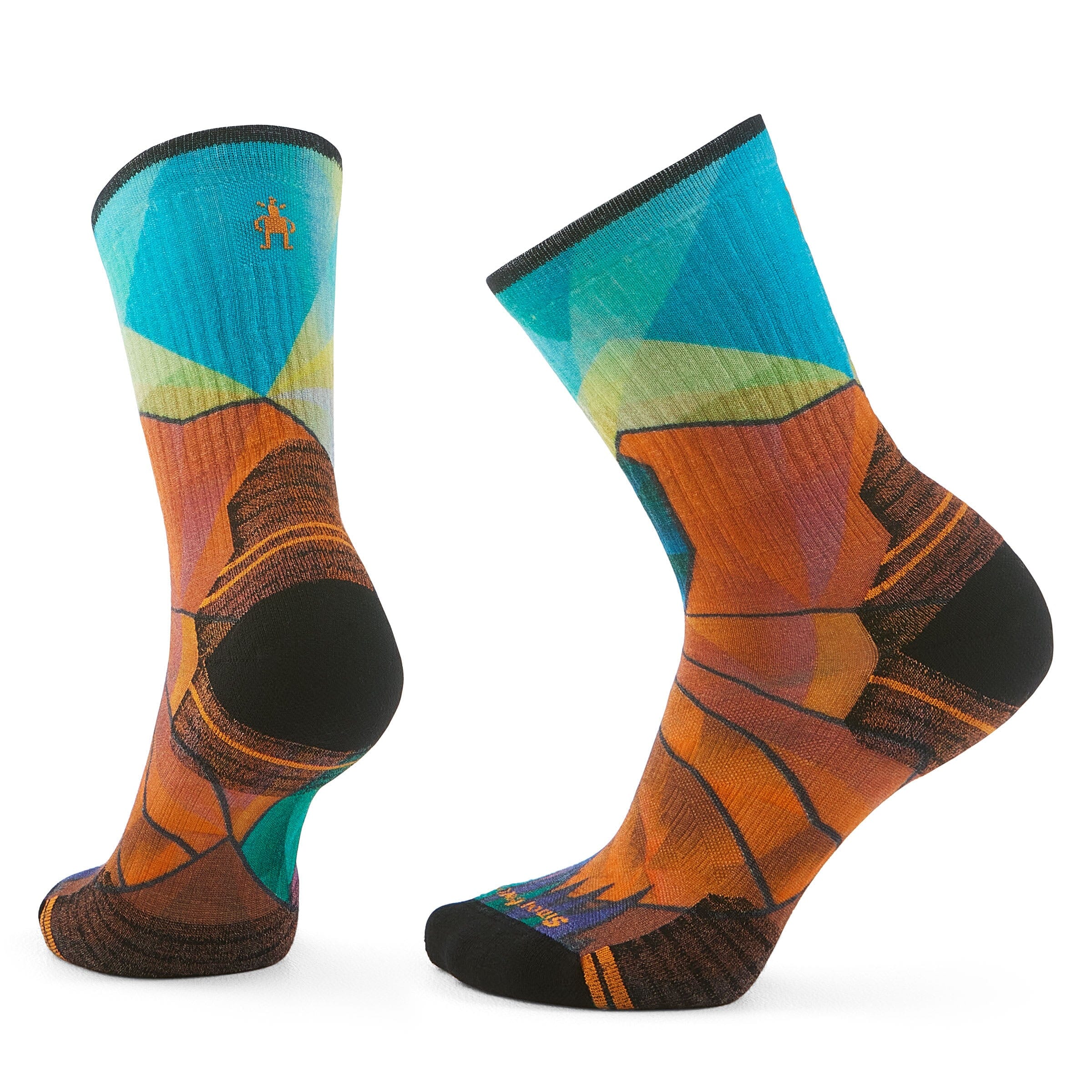 Smartwool Women's Hike Targeted Cushion Mountain Prism Print Crew Socks Orange Rust L17 S (EU 34-37) 