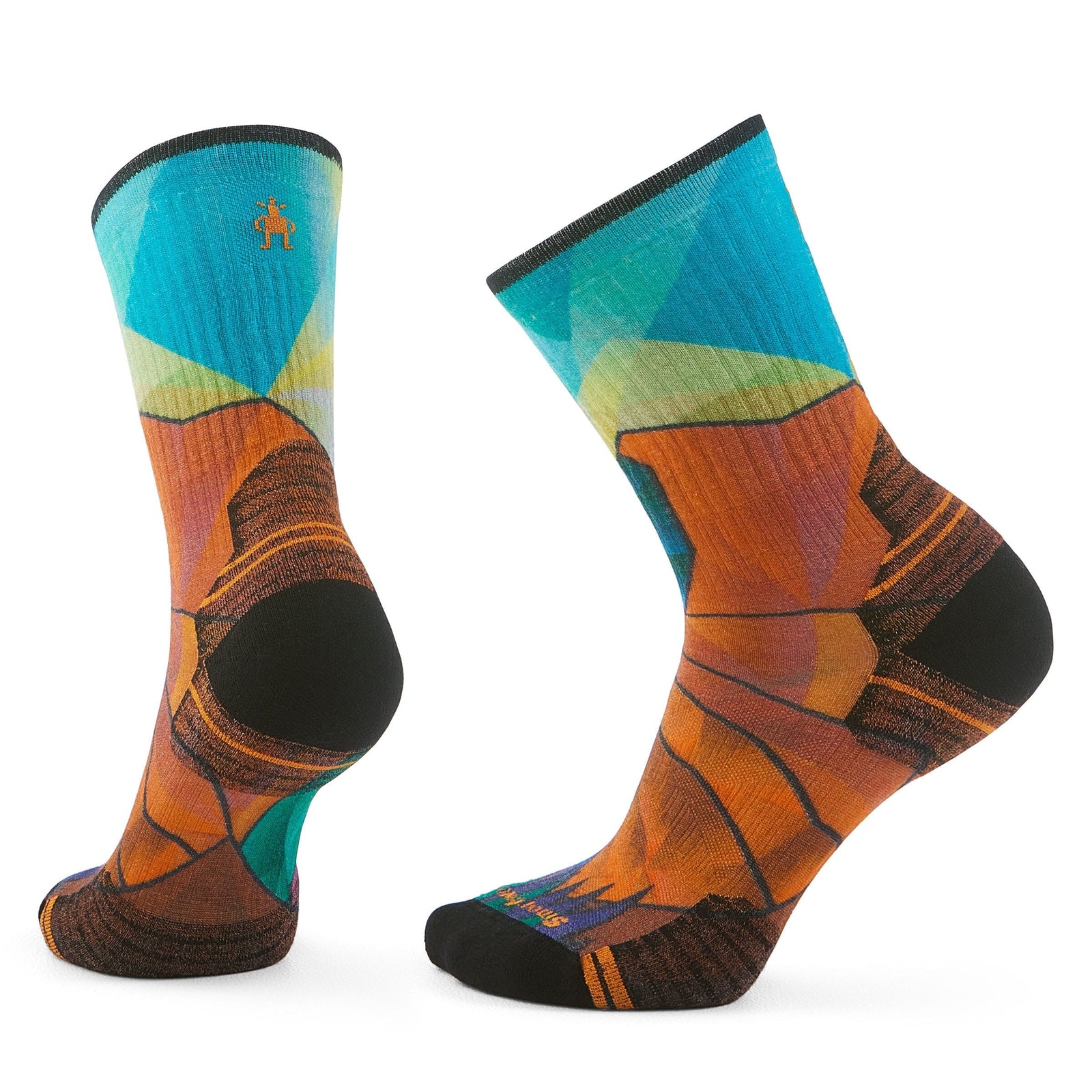 Smartwool Women's Hike Targeted Cushion Mountain Prism Print Crew Socks Orange Rust L17 S (EU 34-37) 