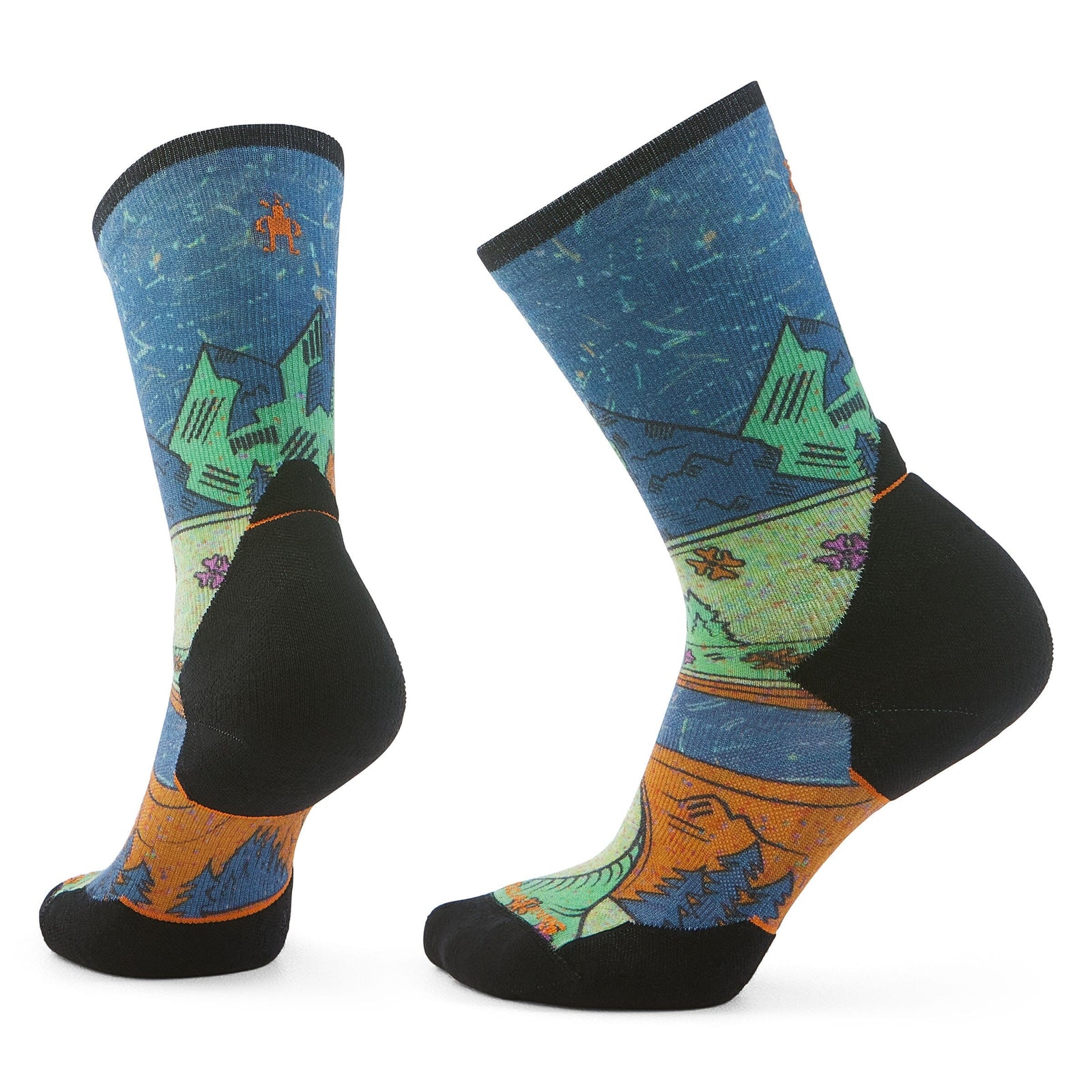 Smartwool Women's Trail Run Targeted Cushion Mountain Print Crew Socks Twilight Blue G74 S (EU 34-37) 